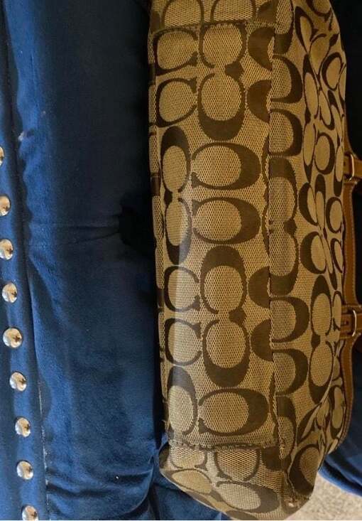 Coach Signature Canvas Heritage Stripe Carryall Tote Bag - Picture 7 of 9